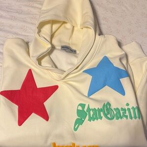 Aelfric Eden Cream Hoodie with Red and Blue Star Graphics